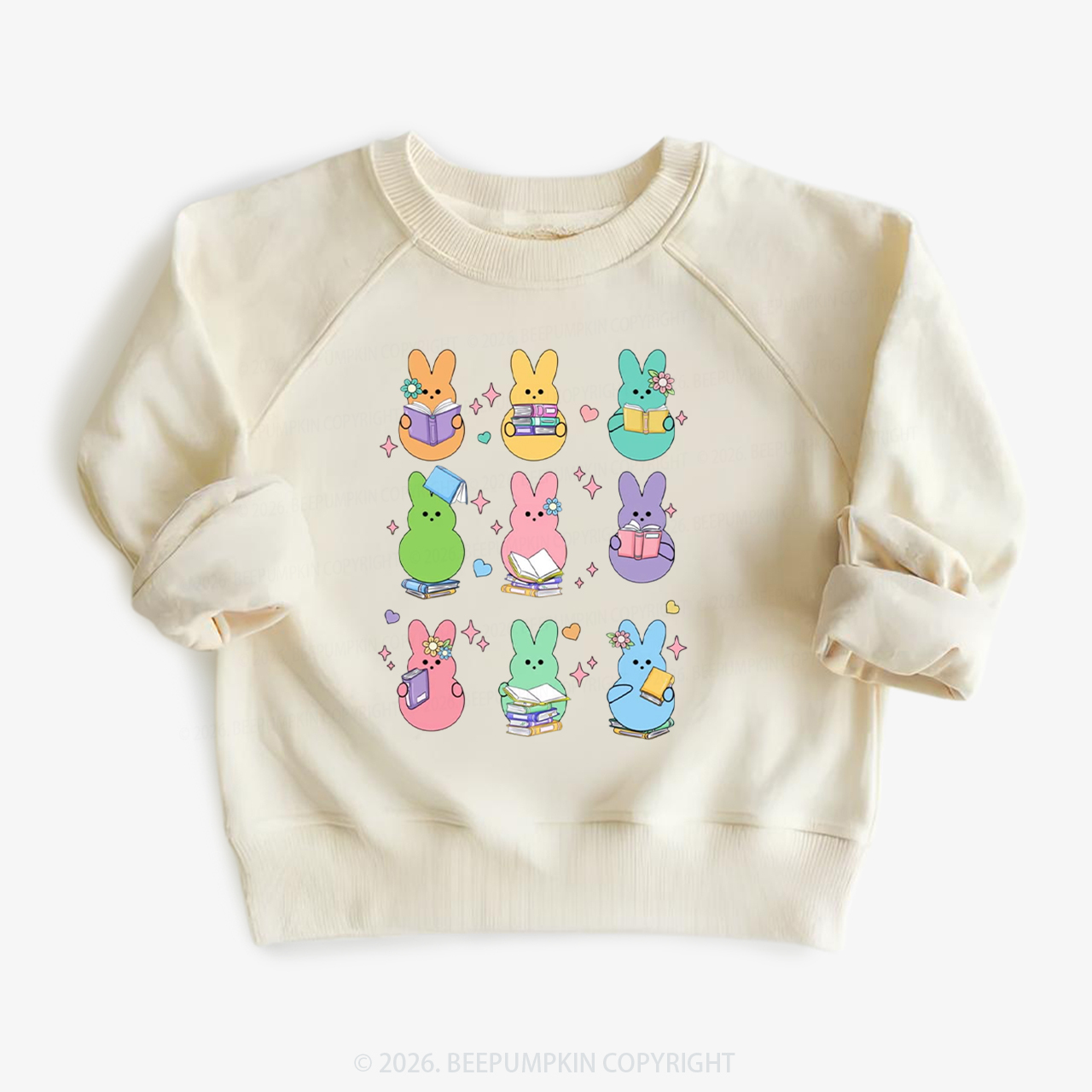 Easter Bunnies Reading Books Kid's Sweatshirt