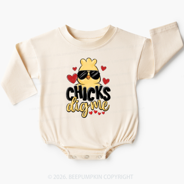 Chicks Dig Me Easter Baby Bubble Romper