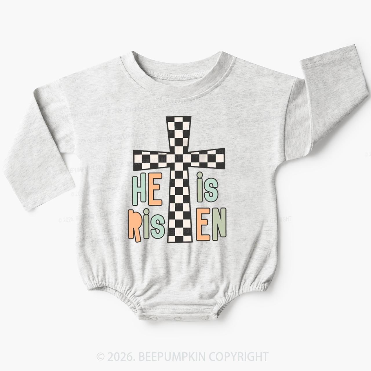 He Is Risen Easter Trendy Christian Baby Bubble Romper