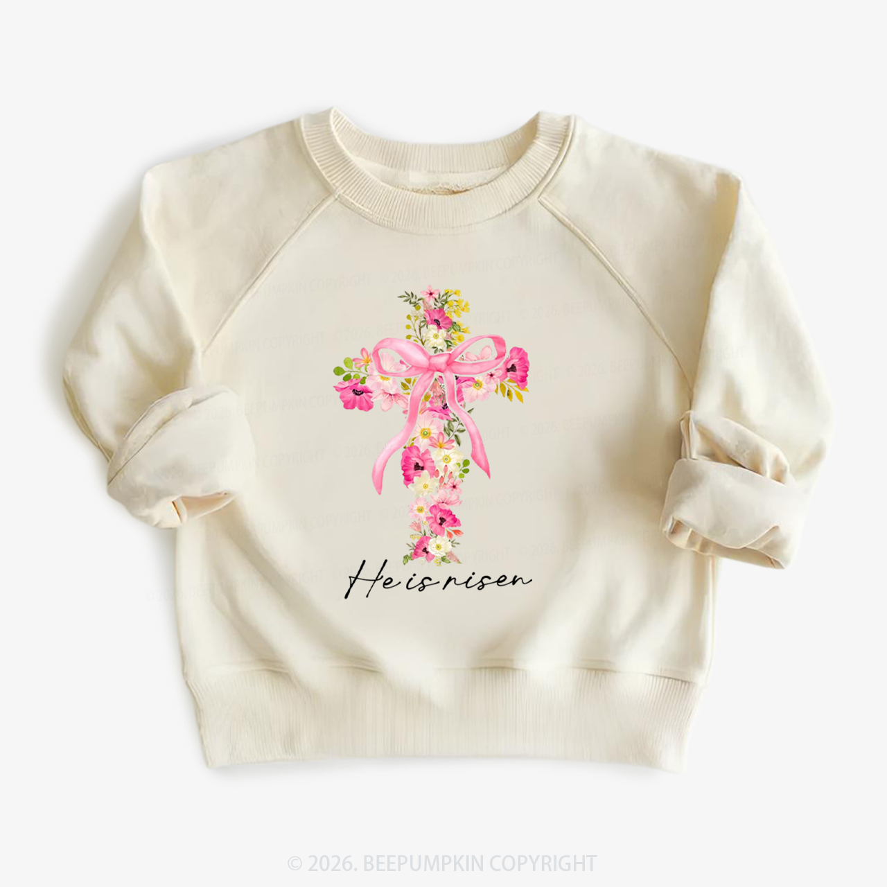 He Is Risen Easter Floral Kid's Sweatshirt