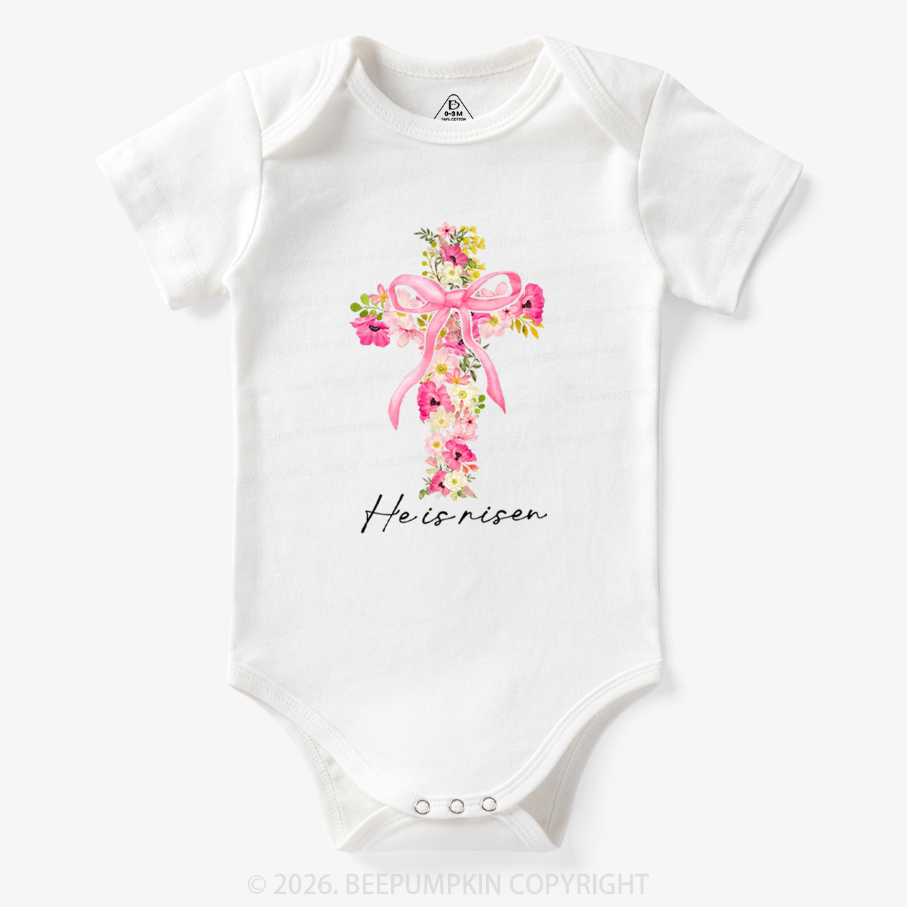 He Is Risen Easter Floral Bodysuit