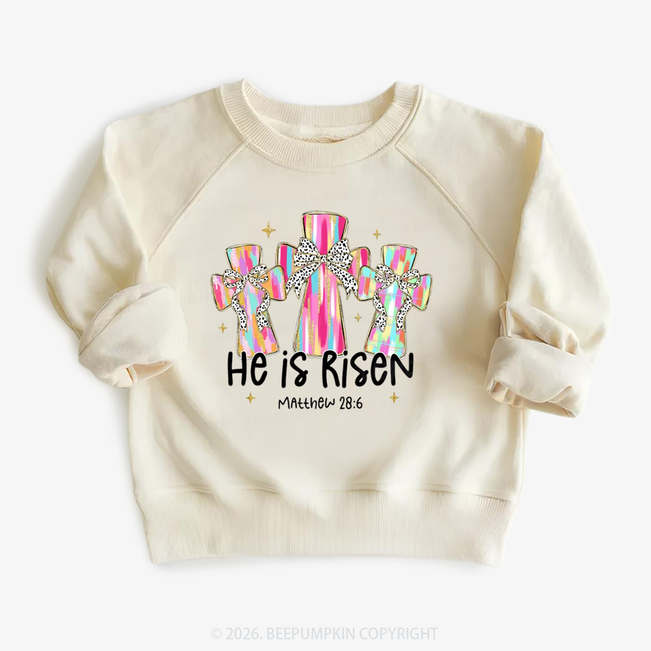 He Is Risen Easter Cross Kid's Sweatshirt