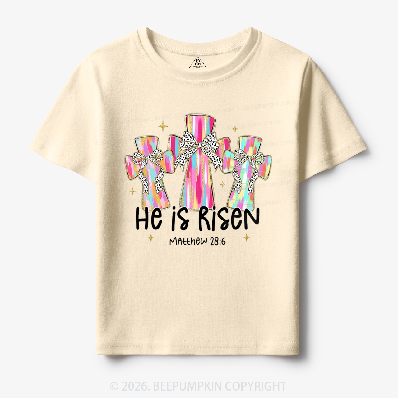 He Is Risen Easter Cross Toddler&Kid's Tees