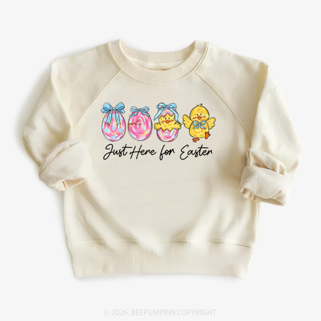 Just Here For Easter Pastel Eggs Coquette Kid's Sweatshirt