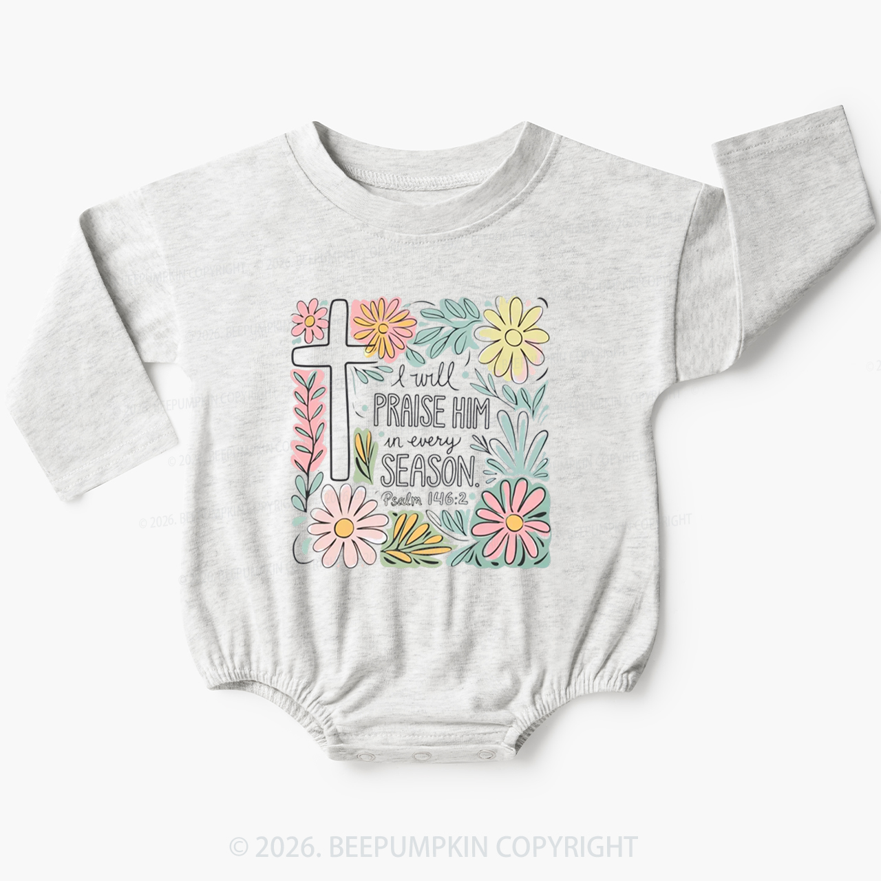Easter I will Praise Him Baby Bubble Romper
