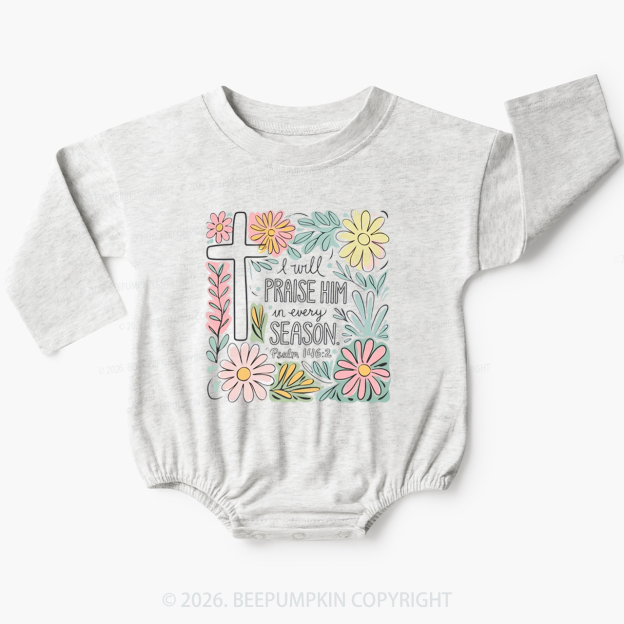 Easter I will Praise Him Baby Bubble Romper