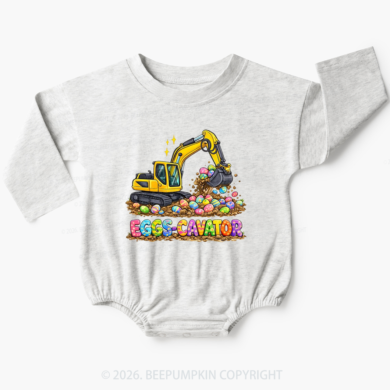 Eggs-Cavator Excavator Easter Baby Bubble Romper
