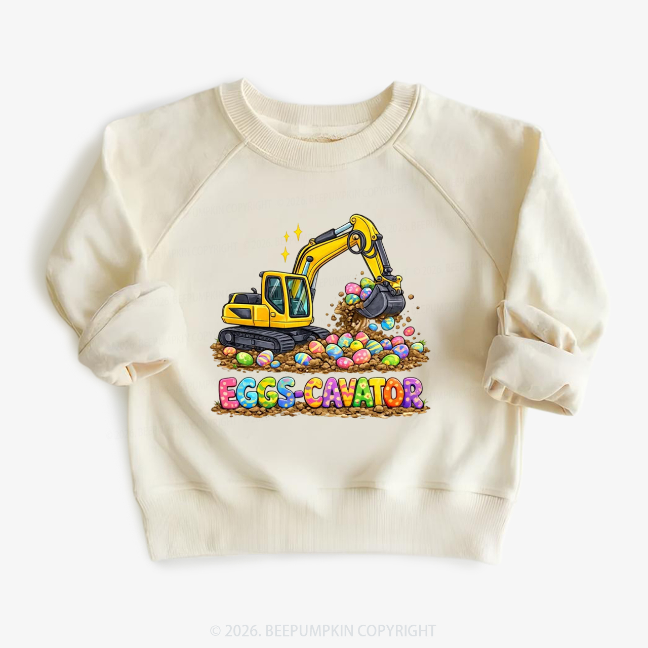 Eggs-Cavator Excavator Easter Kid's Sweatshirt