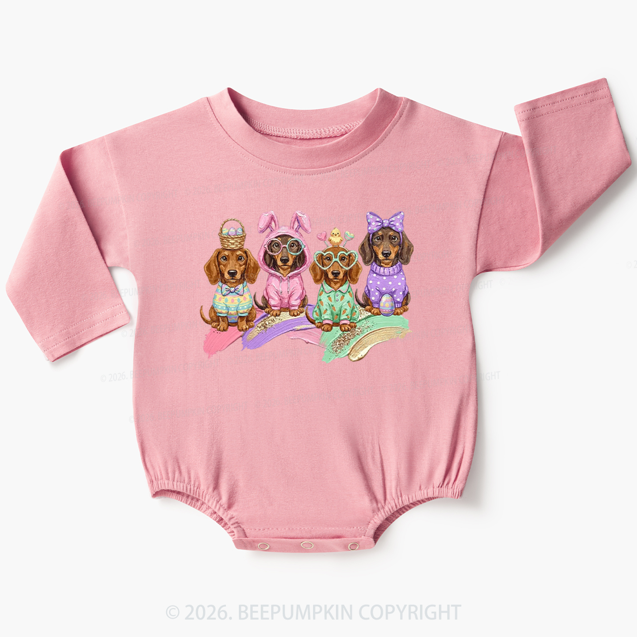 Easter Dog Cute Dachshund Baby Bubble Romper