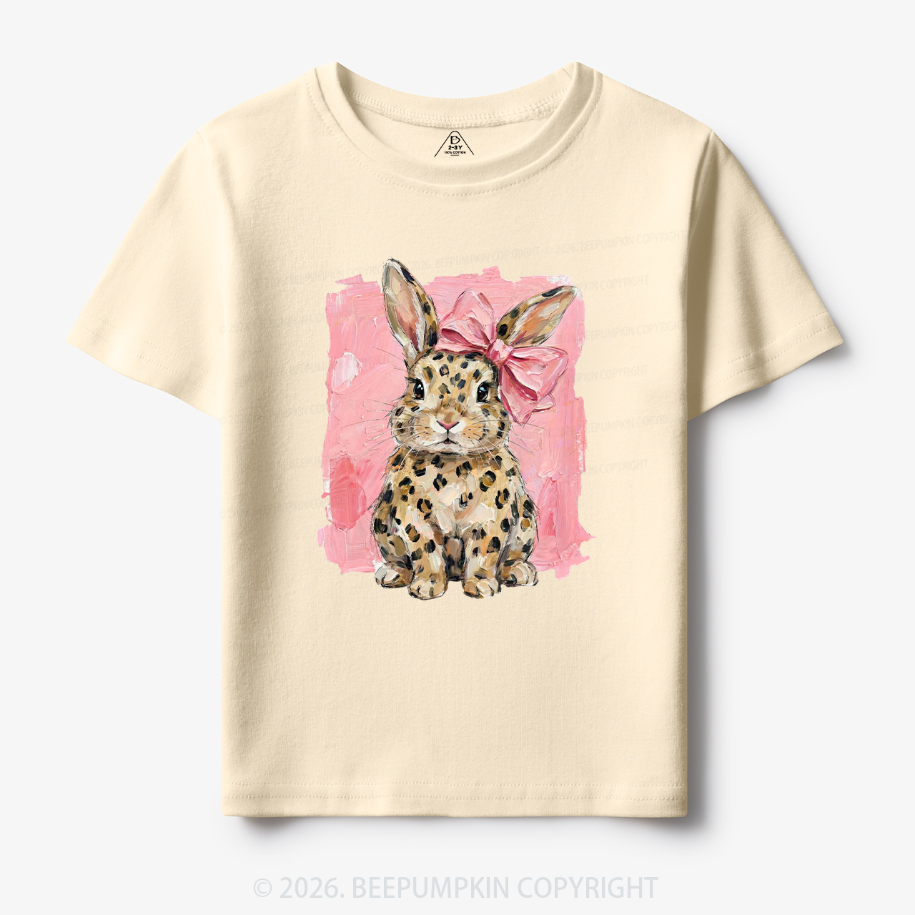 Oil Paint Leopard & Pink Bow Coquette Bunny Toddler&Kid's Tees