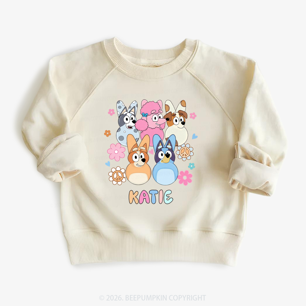 Personalized Cartoon Dog Easter Kid's Sweatshirt