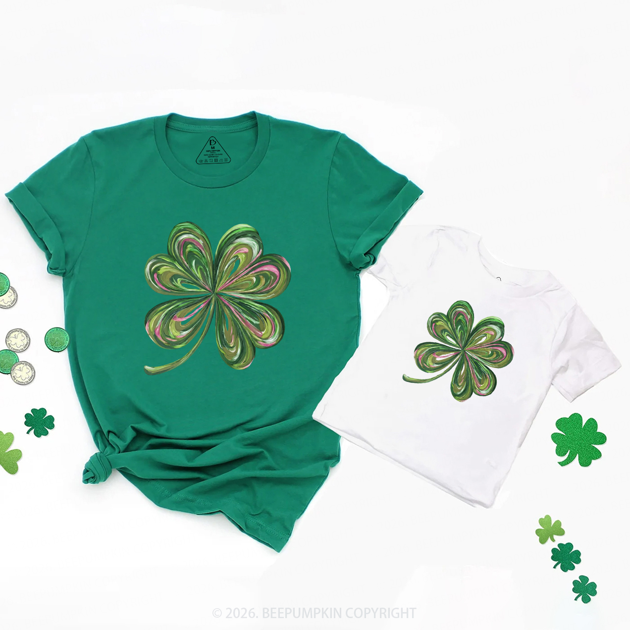 Lucky Shamrock Saint Patrick's Party Mom&Me Matching T-Shirts