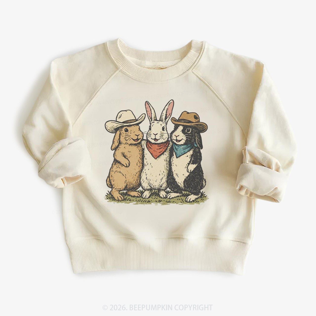 Western Bunnies Easter Kid's Sweatshirt