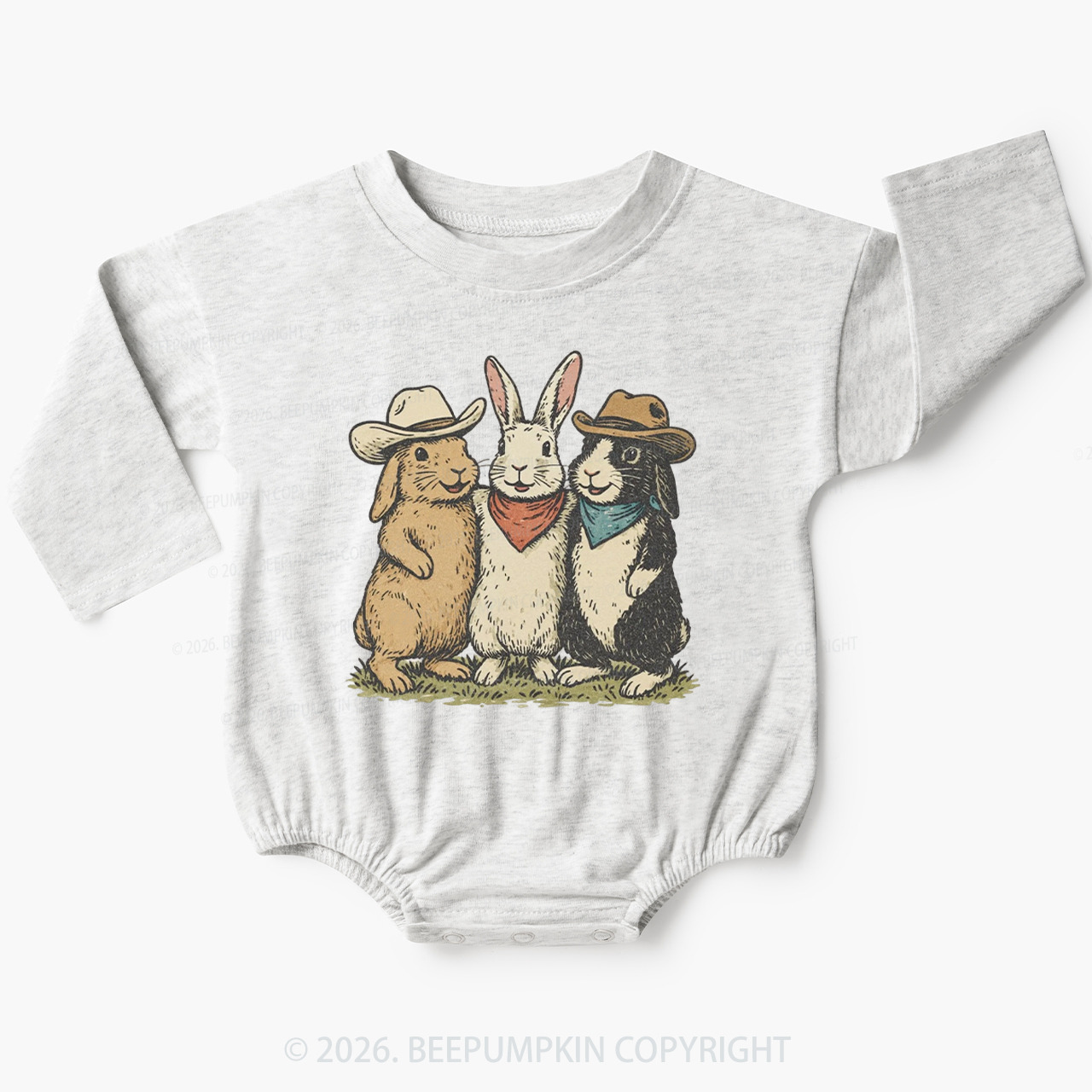 Western Bunnies Easter Baby Bubble Romper