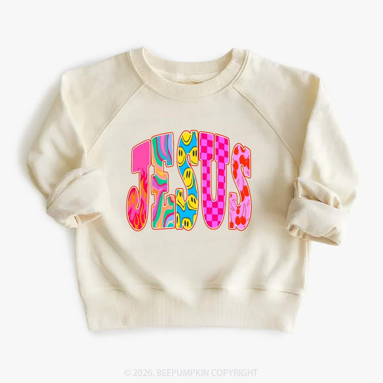 Jesus Loves Me Retro Colorful Kid's Sweatshirt