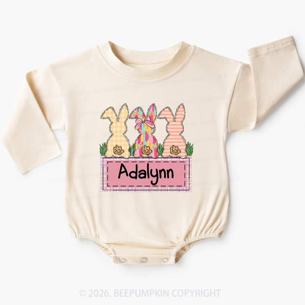 Personalized Name Retro Happy Easter Baby Bubble Romper