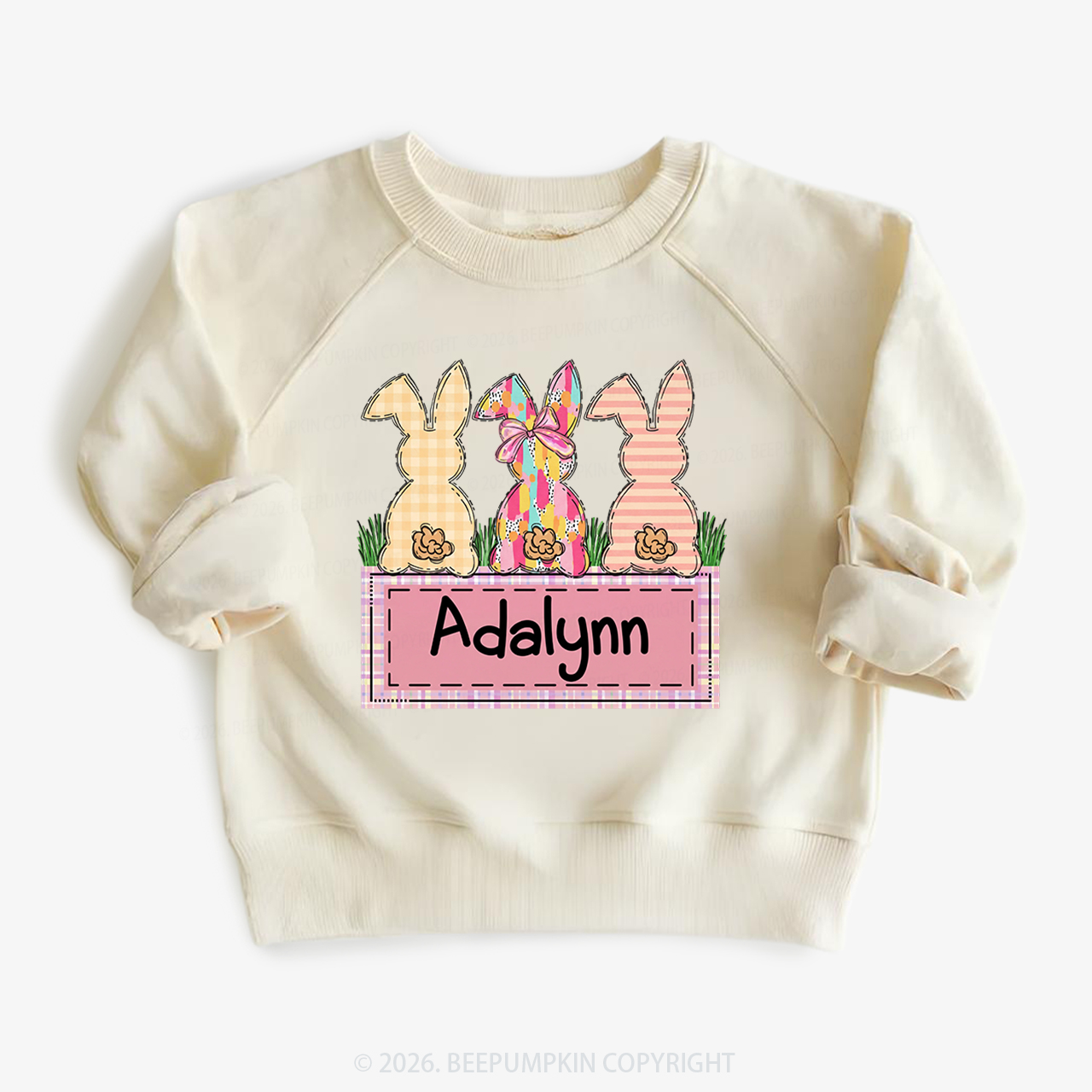 Personalized Name Retro Happy Easter Kid's Sweatshirt