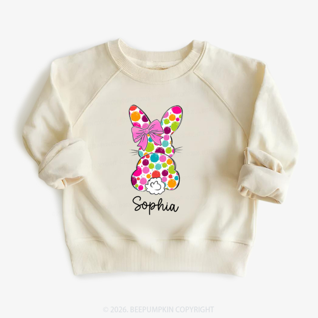 Personalized Name Easter Coquette Bow Bunny Kid's Sweatshirt