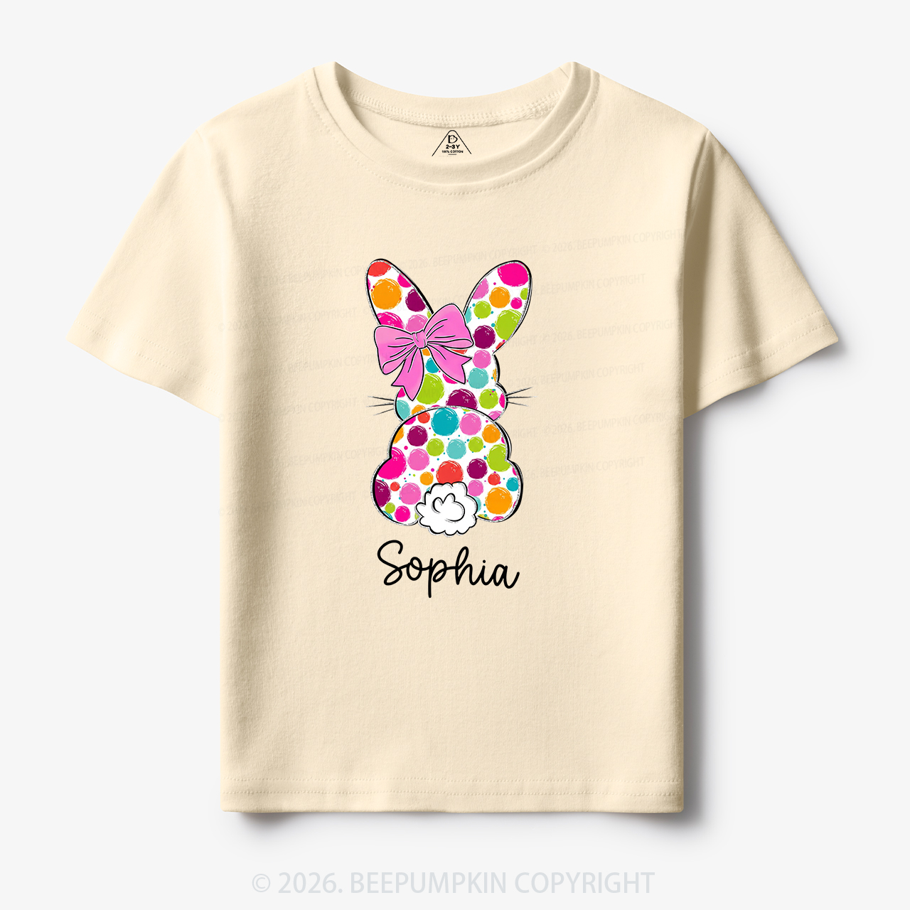Personalized Name Easter Coquette Bow Bunny Toddler&Kid's Tees