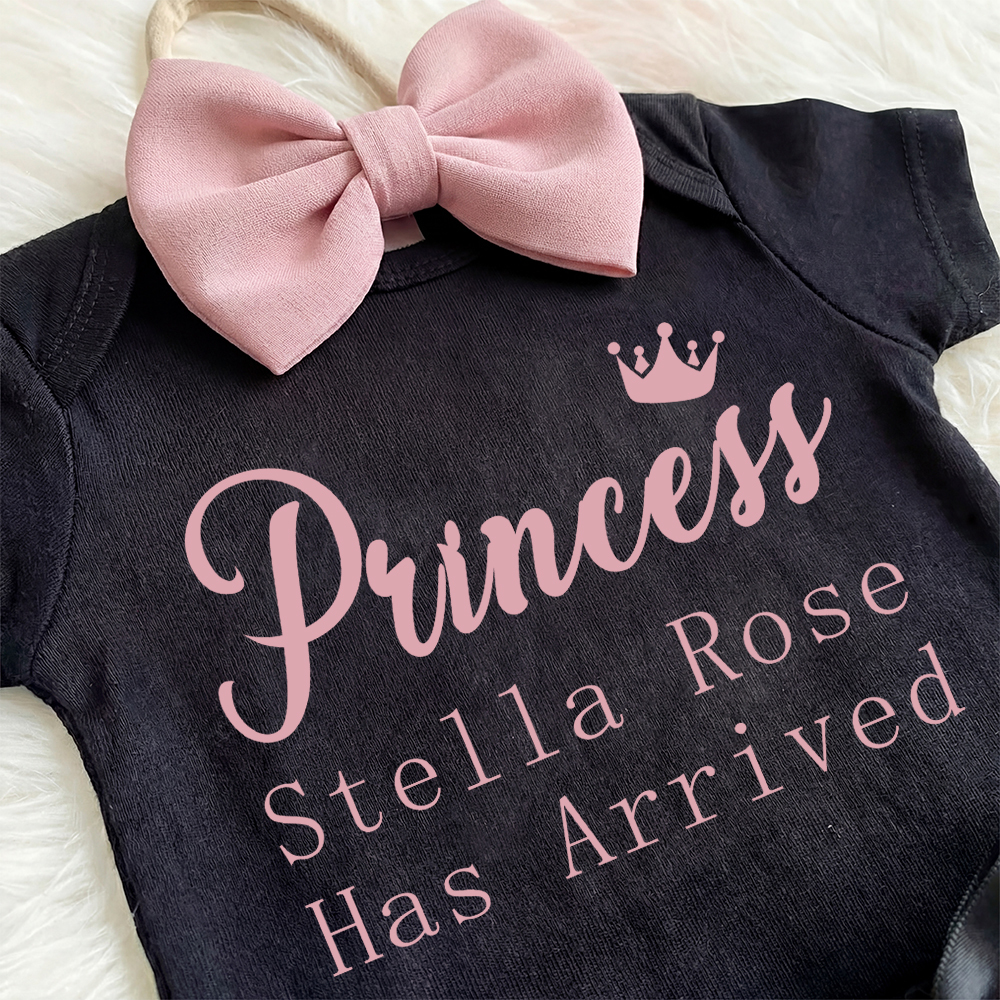 3 Pieces Personalized Baby Girl New Black Born Sets (Princess xxx Has Arrived)