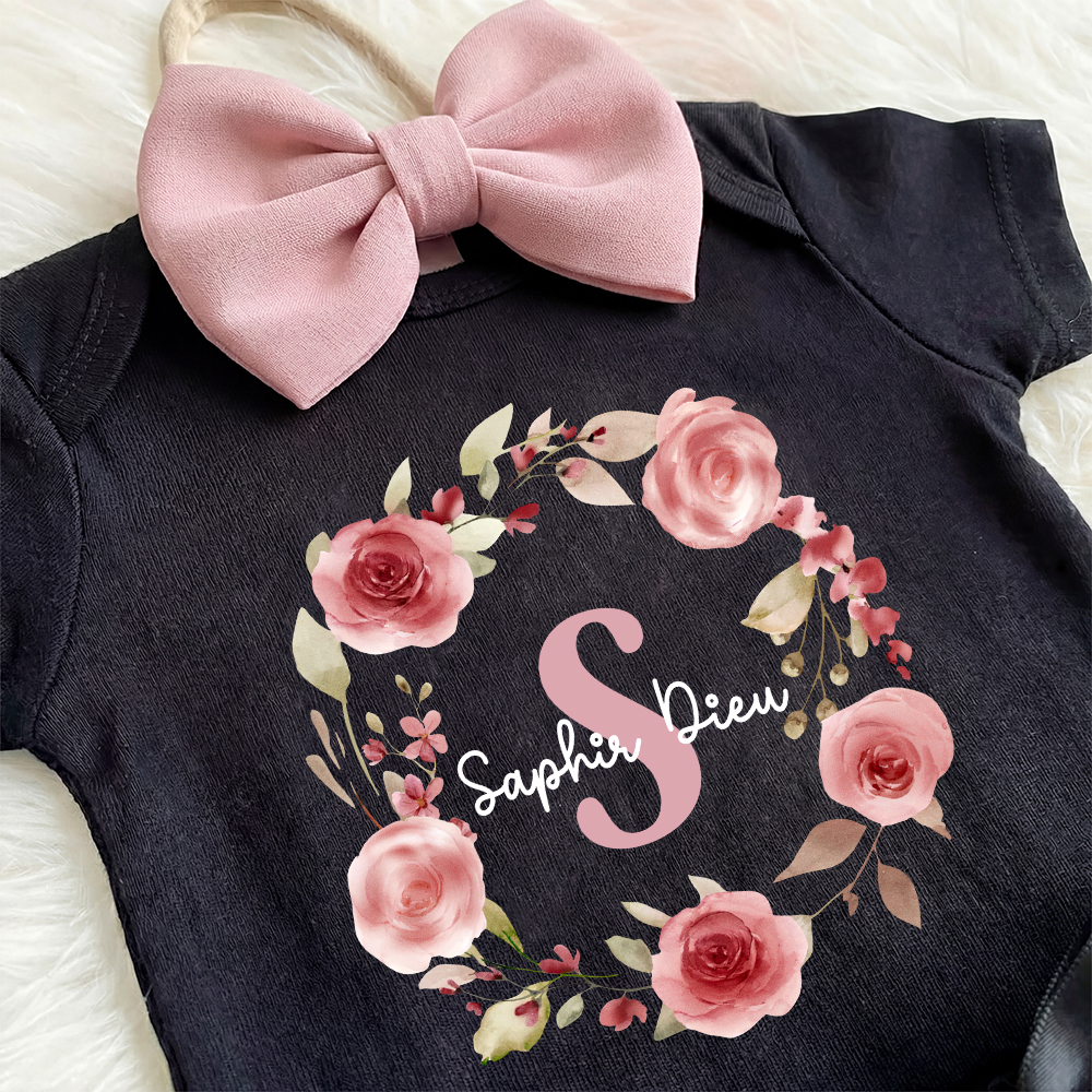 3 Pieces Personalized Garland Baby Girl Black Tutu Outfit Set