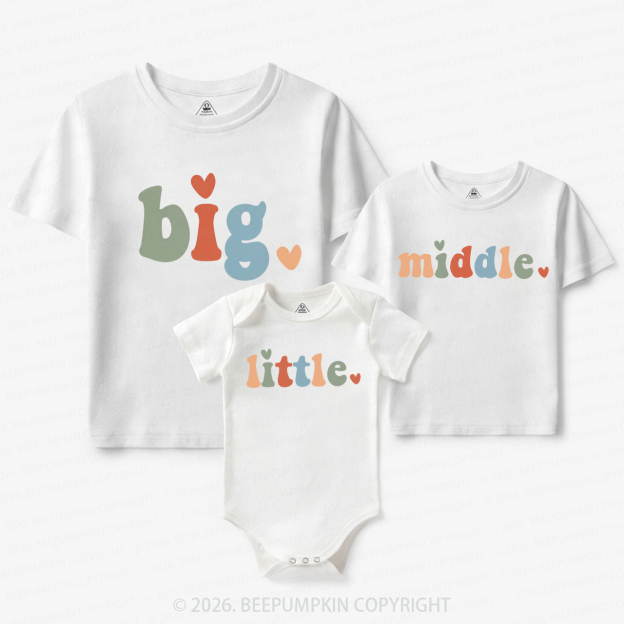 Big Middle Little Matching Tees For Siblings