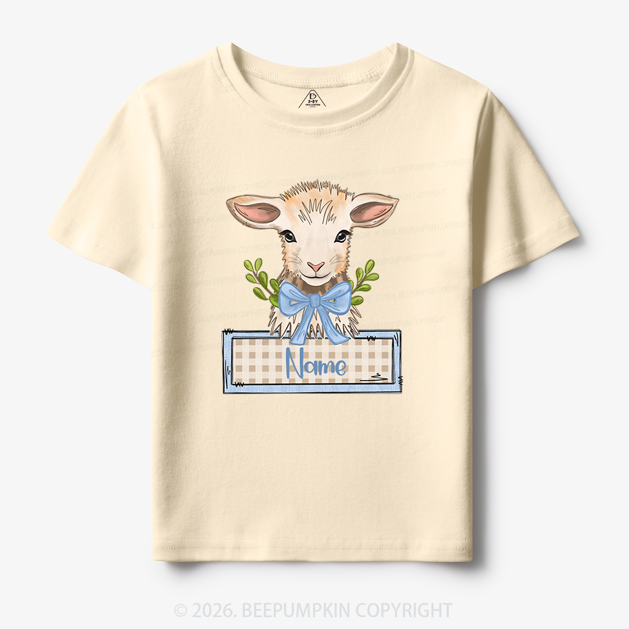 Personalized Baby Lamb With Bow Toddler&Kid's Tees