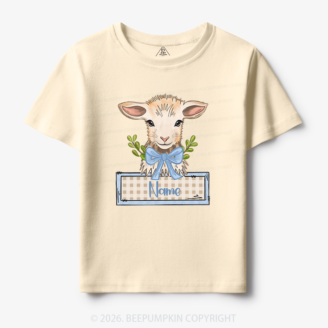 Personalized Baby Lamb With Bow Toddler&Kid's Tees