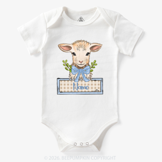 Personalized Baby Lamb With Bow Bodysuit