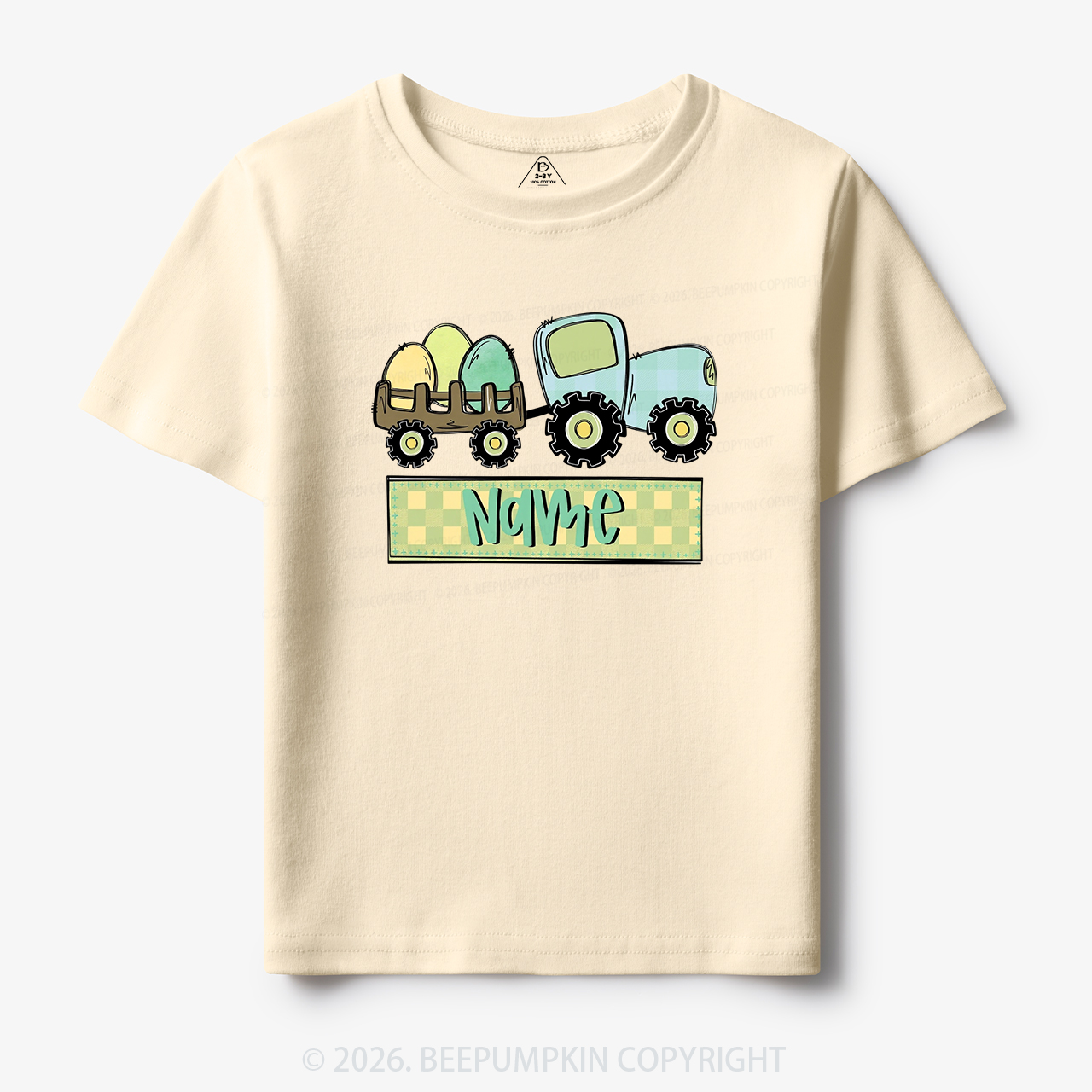 Personalized Name Easter Tractor Toddler&Kid's Tees