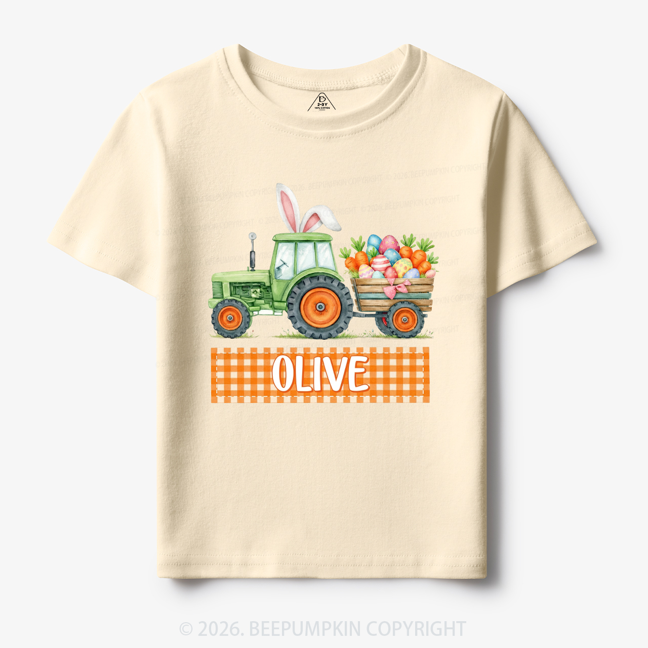 Personalized Name Easter Tractor Farm Toddler&Kid's Tees