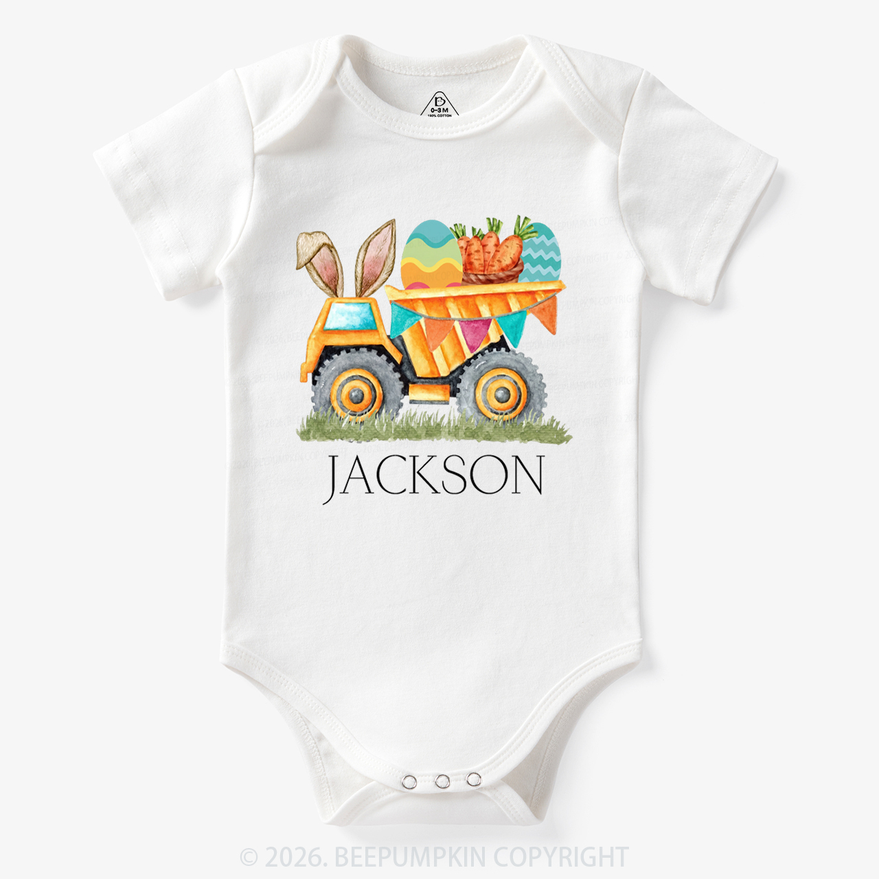 Personalized Name Easter Dump Truck Bodysuit