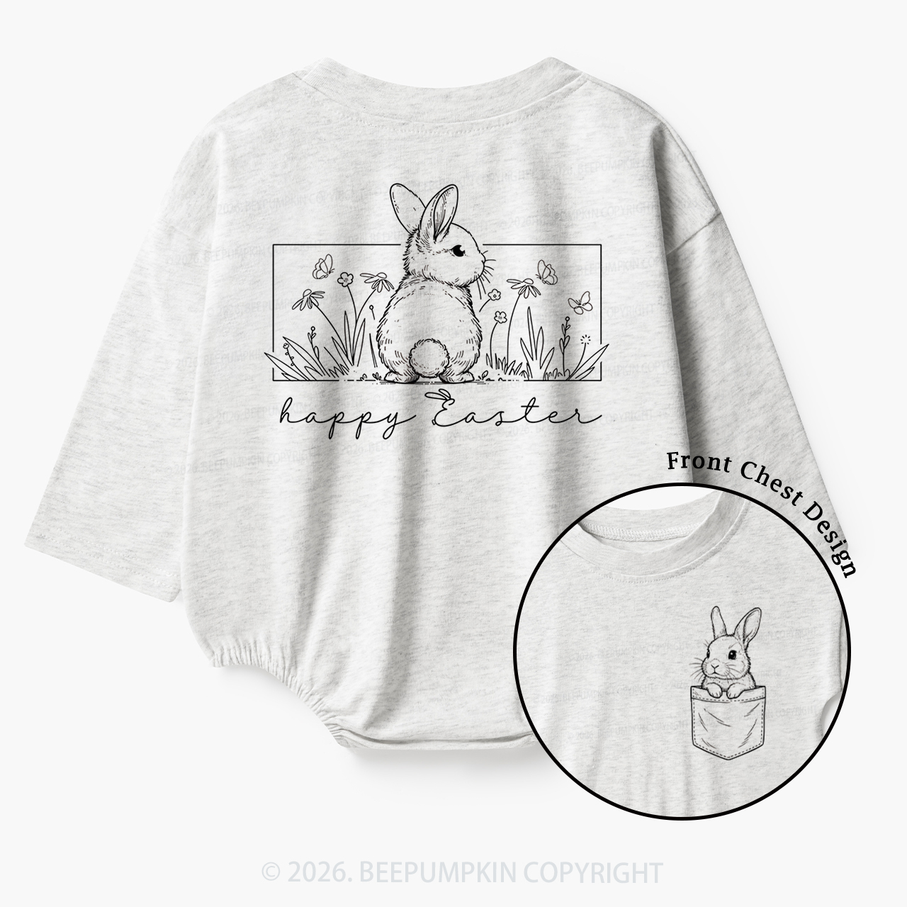 Happy Easter Spring Flowers Baby Bubble Romper