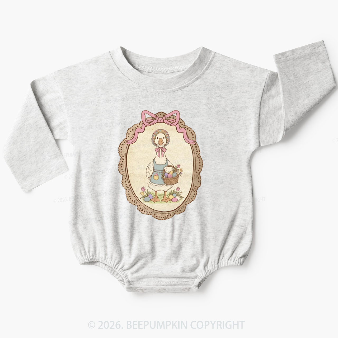 Floral Coquette Spring Easter Goose Baby Bubble Romper