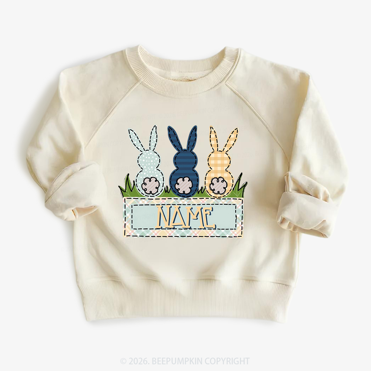 Personalized Name Easter Bunny Trio Kid's Sweatshirt