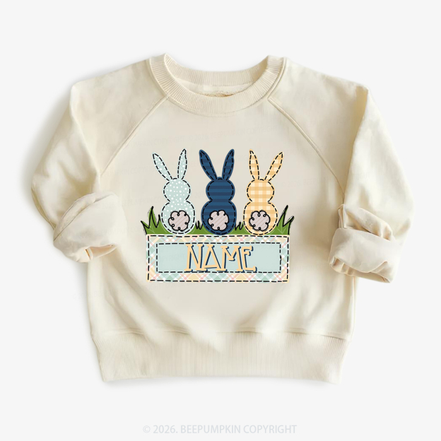 Personalized Name Easter Bunny Trio Kid's Sweatshirt