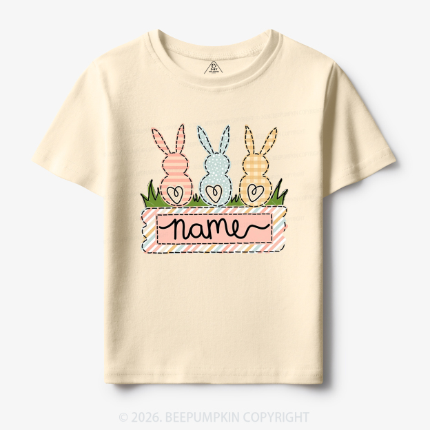 Personalized Name Easter Bunny Trio Girl Toddler&Kid's Tees