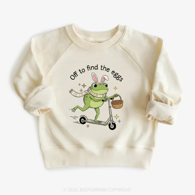 Funny Frog on Scooter Easter Egg Kid's Sweatshirt 7