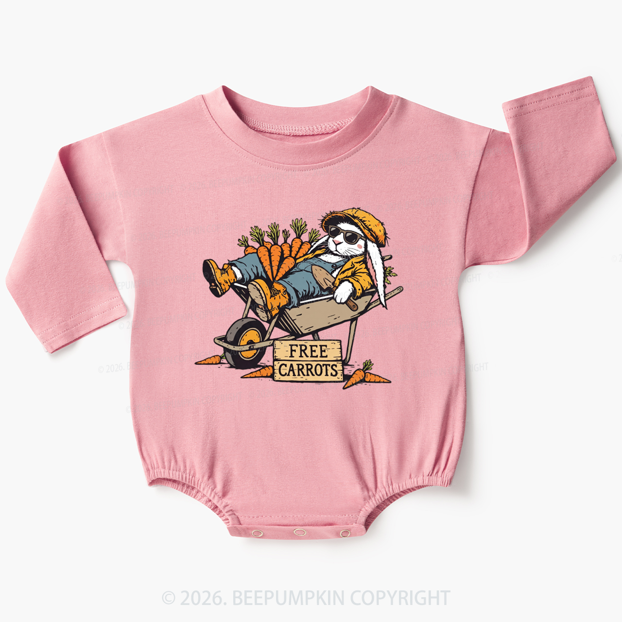 Cool Bunny Free Carrots Easter Baby Bubble Romper