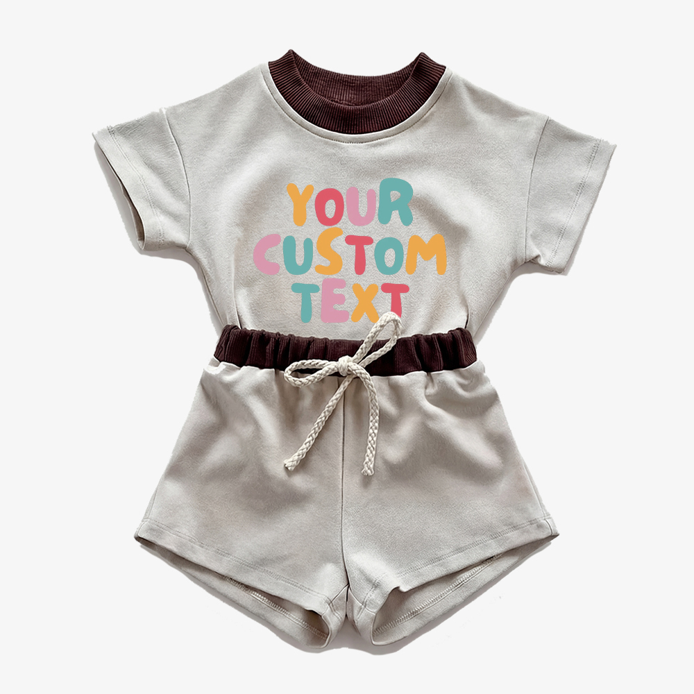 Personalized Colorful Name Baby Short Sleeve Tee and Shorts Sets