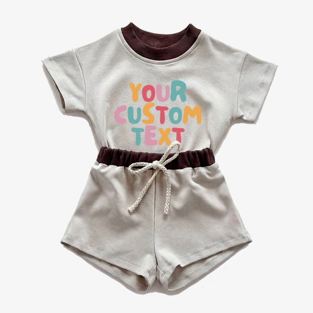 Personalized Colorful Name Baby Short Sleeve Tee and Shorts Sets