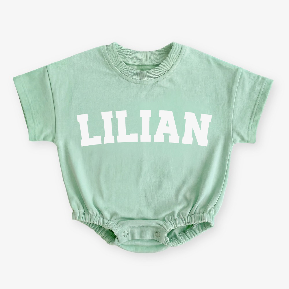 Personalized Name Short Sleeve Baby Bubble Romper