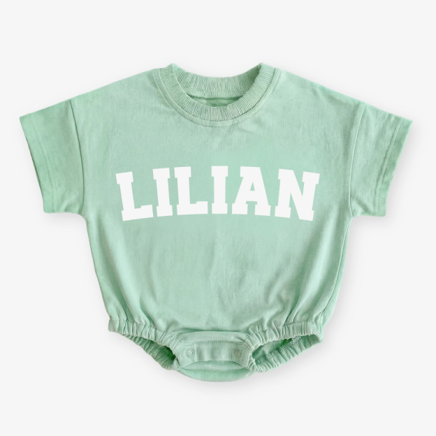 Personalized Name Short Sleeve Baby Bubble Romper