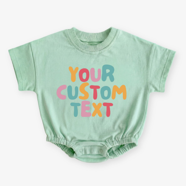 Personalized Colorful Name Short Sleeve Baby Bubble Romper