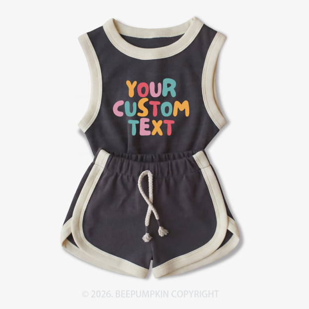 Personalized Colorful Name Baby Tank Top and Shorts Sets