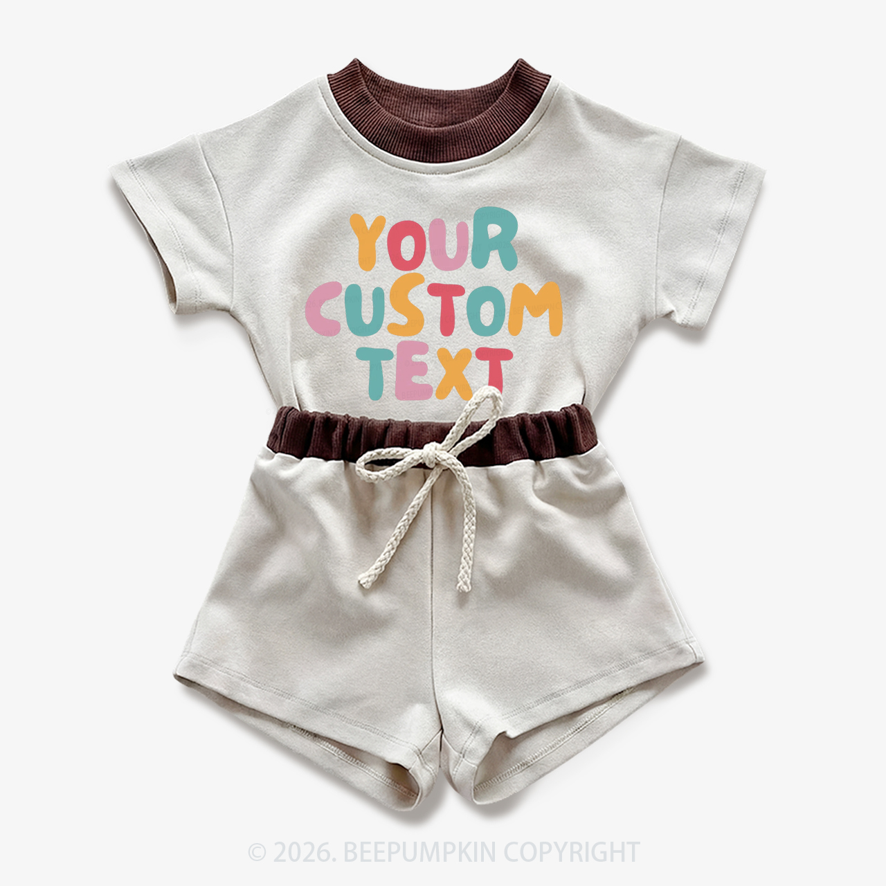 Personalized Colorful Name Baby Short Sleeve Tee and Shorts Sets