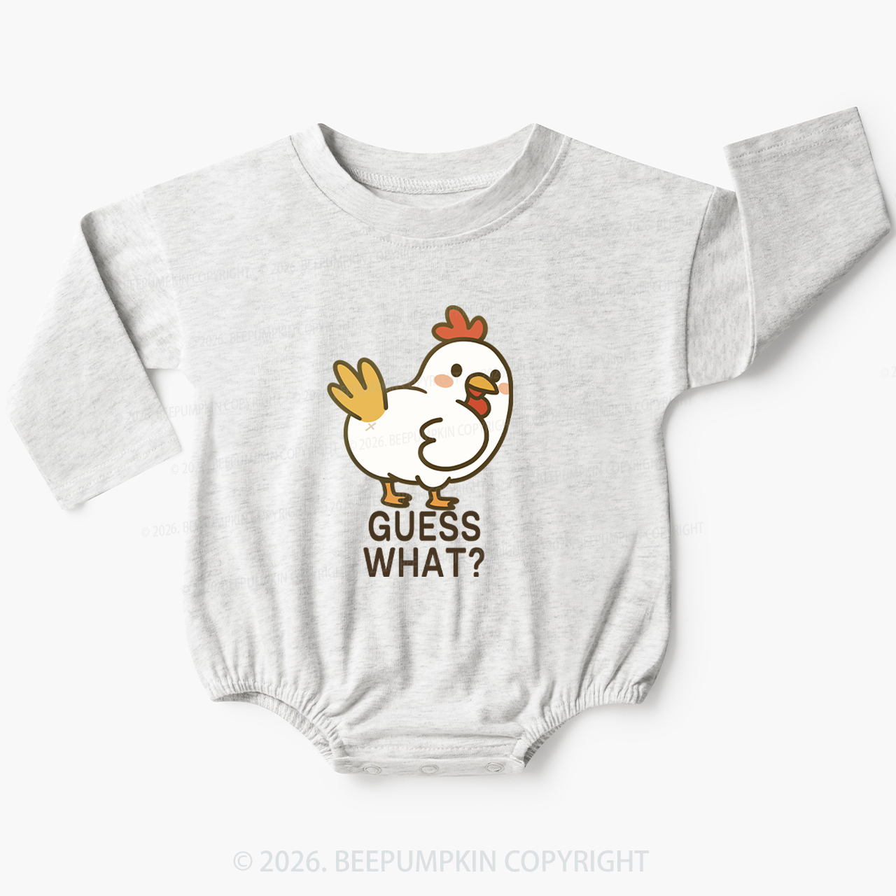Guess What Chicken Funny Butt Joke Baby Bubble Romper