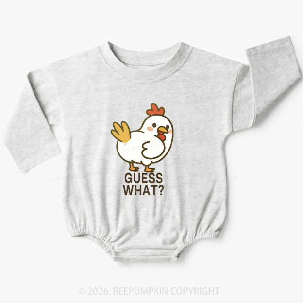 Guess What Chicken Funny Butt Joke Baby Bubble Romper