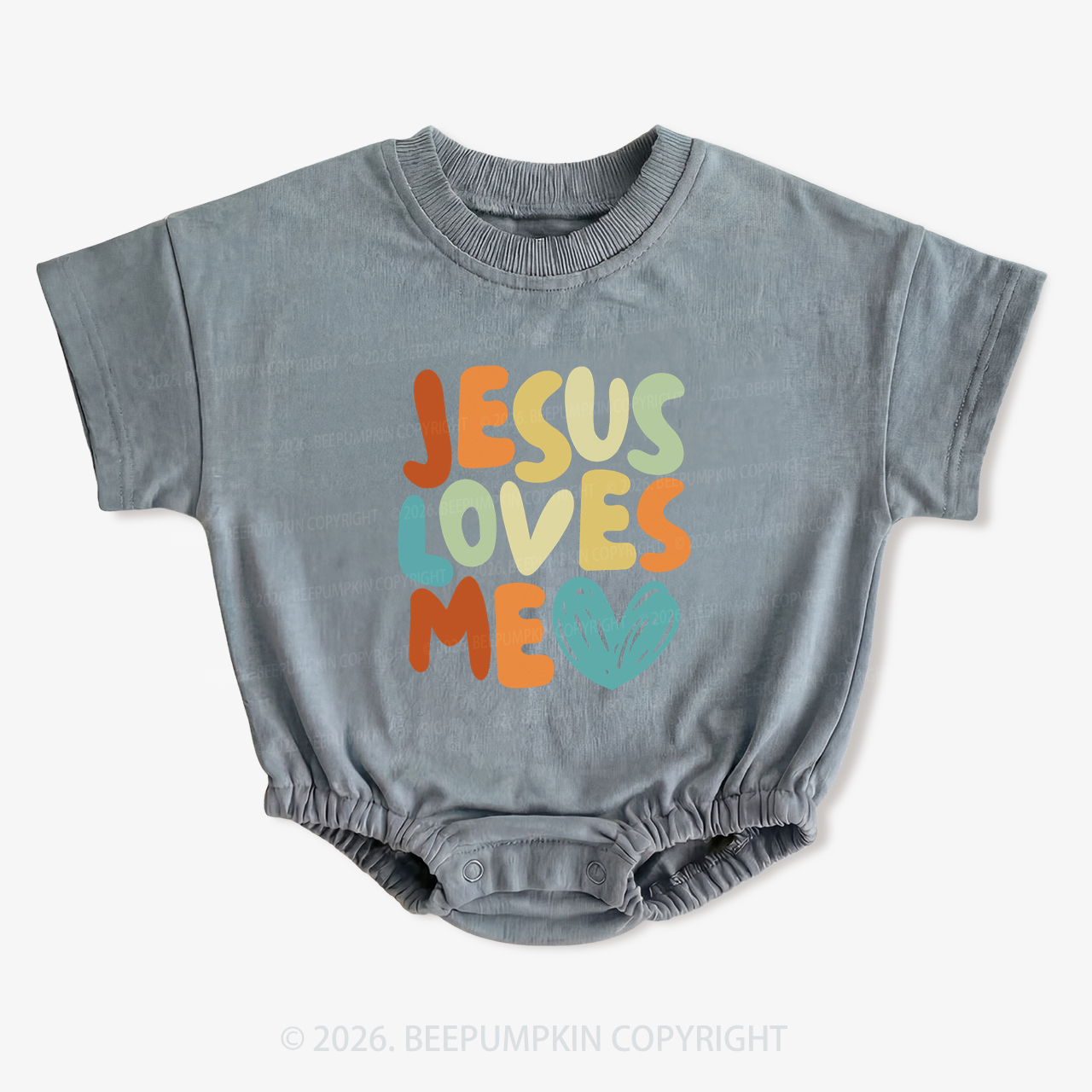 Jesus Loves Me Christian Short Sleeve Baby Bubble Romper