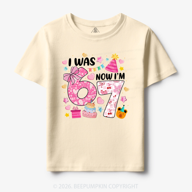 I Was 6 Now I'm 7 Birthday Coquette Bow Toddler&Kid's Tees